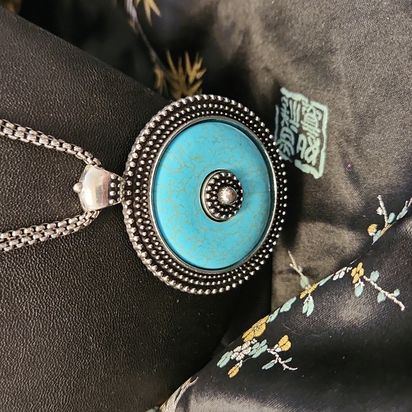 Silvertone & Faux Turquoise Set - Picture 1 of 6
